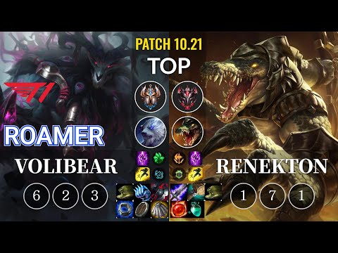 T1 Roamer Volibear vs Renekton Top - KR Patch 10.21
