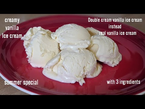 Homemade Vanilla Ice Cream Recipe (only 3 ingredients ) | Double Cream Vanilla Icecream
