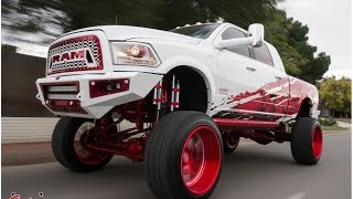 Completely Custom SEMA 2016 RAM lifted on BAGS on 26s Specialty Forged wheels.