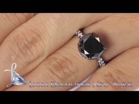 BDR-SOLD-040 - 4.63 Carat Carrie's Sex & The City Black Diamond Engagement Ring 18k Black Gold