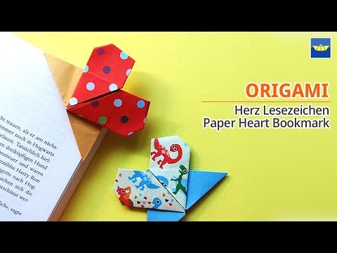Origami Herz Lesezeichen - Origami Bookmark  bastelideen - basteln mit Papier