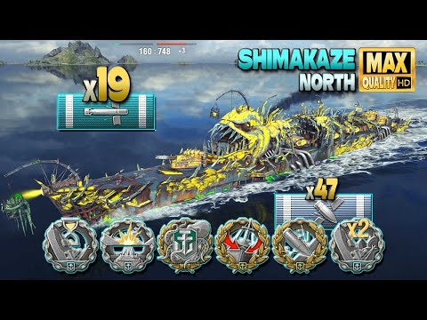 Destroyer Shimakaze: Torpedo terror on map North - World of Warships