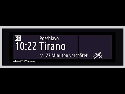 RhB Verspätungmeldung • BerninaExpress von Chur nach Tirano ist 23 Minuten verspätet (De, It, En)