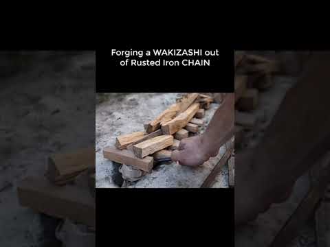 Forging a WAKIZASHI out of Rusted Iron CHAIN #WAKIZASHI #Rusted #IronCHAIN #rusty #rust #rustywrench