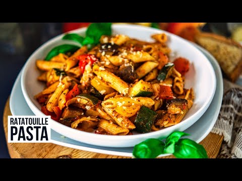 Easy Ratatouille Pasta Recipe (ASMR) - Roasted Ratatouille Pasta  - Ratatouille Pasta Vegan