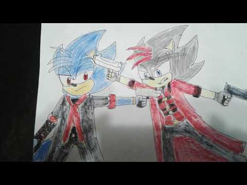 Drawing of Chilled as Nero vs Blade as Dante  Guns fight  ( Chilledbark Gaming and XxDragonbladexX)