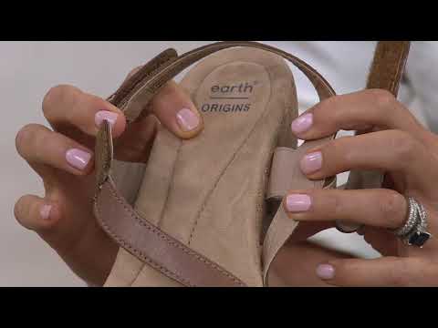 Earth Origins Leather Strap Wedges - Kendra Khloe on QVC