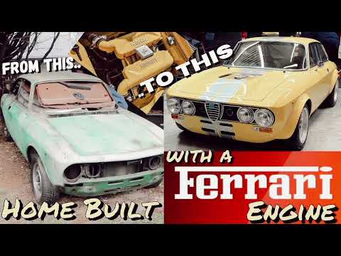 Abandoned under a tree to Ferrari engine, complete Alfa restomod in 15minutes - The Alfarrari