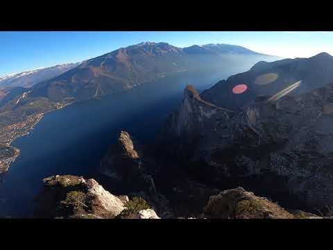 Wingsuit Flyby under Highline above Riva del Garda