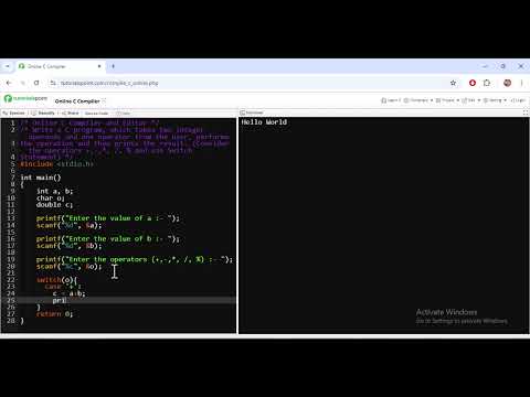 Simple C Program For Basic Arithmetic Operations Using Switch Statement C Programming Tutorial