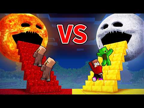 Villagers SUN vs JJ & Mikey MOON WAKES UP Longest Stairs Battle in Minecraft (Maizen)
