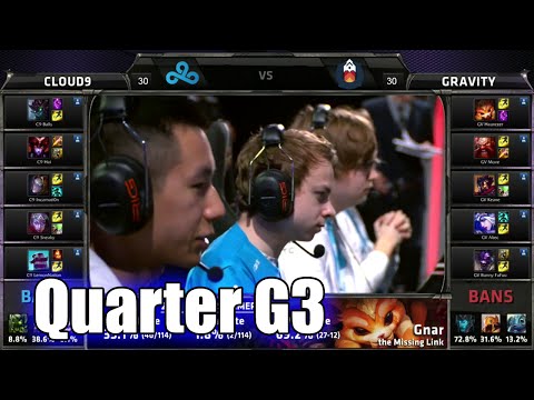 Cloud 9 vs Gravity | Game 3 Quarter Finals S5 NA LCS Regional Qualifier for Worlds | C9 vs GV G3 QF