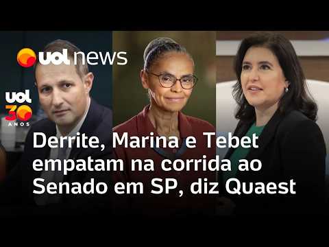 Quaest: Derrite, Marina Silva e Simone Tebet têm empate técnico triplo no Senado em São Paulo