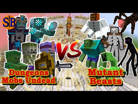 Sathariel Battle - Dungeon's mobs UNDEAD vs Mutant Monsters | Minecraft mob battle