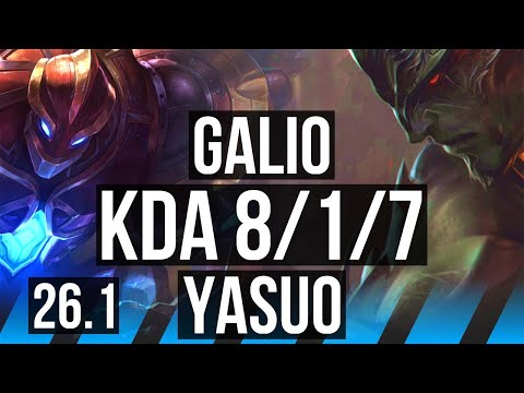 GALIO vs YASUO (MID) | Good KDA: 8/1/7 | KR Diamond | 26.1