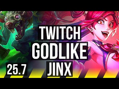 TWITCH & Bard vs JINX & Nami (ADC) | 15/4/12, Godlike | EUW Master | 25.7
