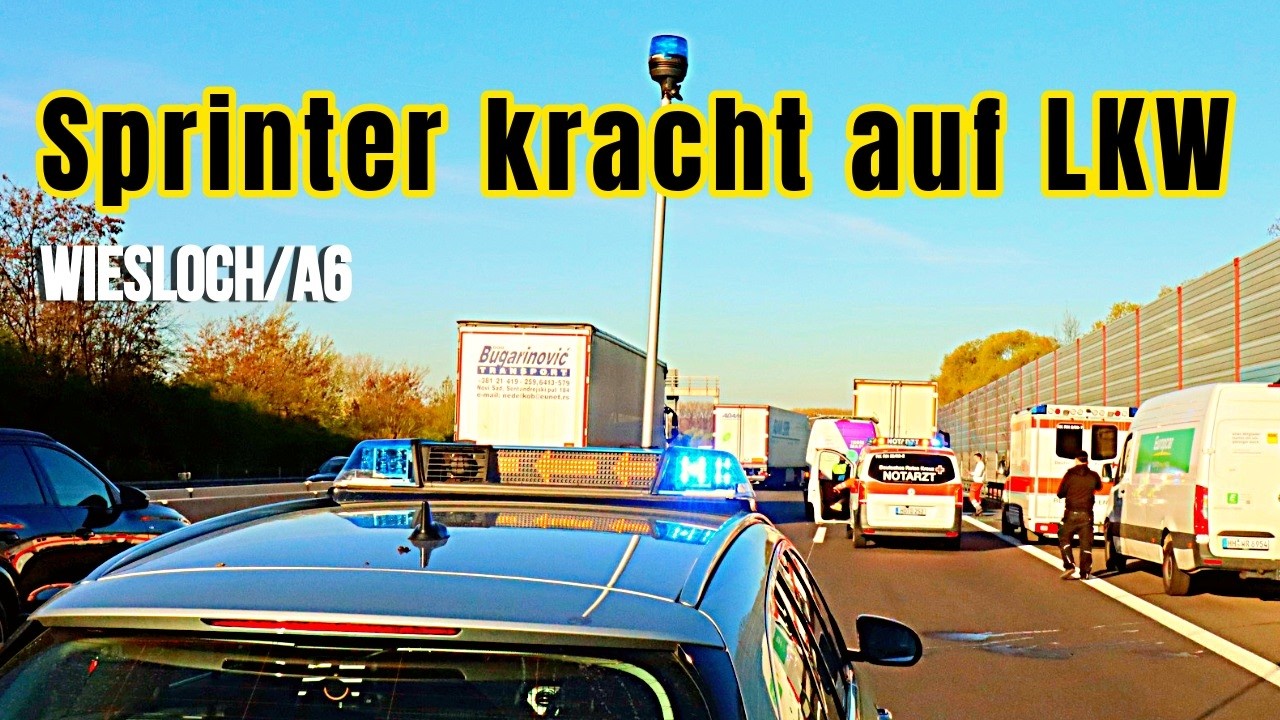 Unfall auf der A6 bei Wiesloch: Sprinter kracht in Sattelzug – 10 Kilometer Stau