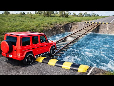 Cars vs Train Track Bridge Challenge #2 in BeamNG Drive!