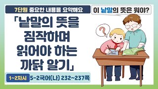 🕵5-2 7단원 「낱말의 뜻을 짐작하며 읽어야 하는 까닭을 안다」 국어 232~237쪽 (1~2차시)【중요한 내용을 요약해요】 | 5학년 2학기 국어(나)‍