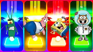 Plankton vs Patrick star vs Spongebob vs Sandy cheeks - Tiles hop #coffindance #spongebob #meme 