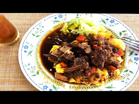 Breadfruit Cou Cou With Lamb Stew