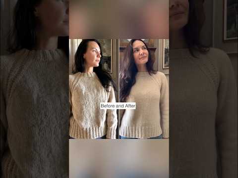 The magic of wet blocking 🤩 #knitting #knittingtips #beforeandafter