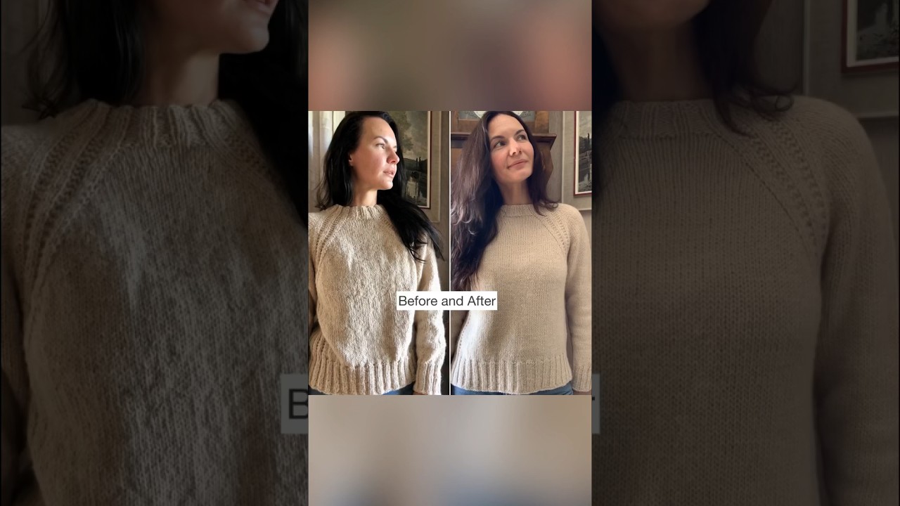 The magic of wet blocking 🤩 #knitting #knittingtips #beforeandafter