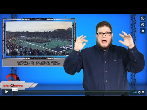 Protesters interrupt Harvard-Yale football game (ASL - 11.24.19)