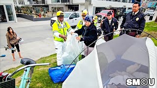 𝗧𝗘𝗡𝗧 𝗖𝗟𝗘𝗔𝗥𝗢𝗨𝗧: Multi-Agency Crews Clear Encampment Near Venice Boardwalk
