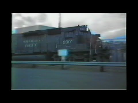 708. SOUTHERN PACIFIC SP 9307 at Hilyard st Eugene Oregon on May 21 1986 wiht 3 freight engine motiv