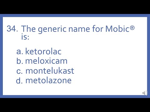 Top 200 Drugs Practice Test Question - The generic name for Mobic is (PTCB PTCE NAPLEX NCLEX Test)