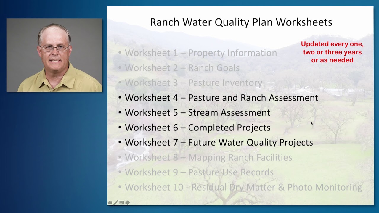 Ranch Water Quality Plan Worksheets Overview