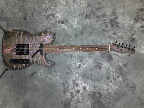 Video! Partscaster Telecaster Tree Design Worn Grey Black | Reverb