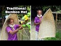 Old Man Making Traditional Bamboo Hat Traditional Farmer Hat Binding Bamboo Weaving