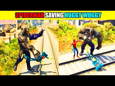SPIDER MAN SAVES HUGGY WUGGY FROM VENOM GTA V ❤️ GTA 5