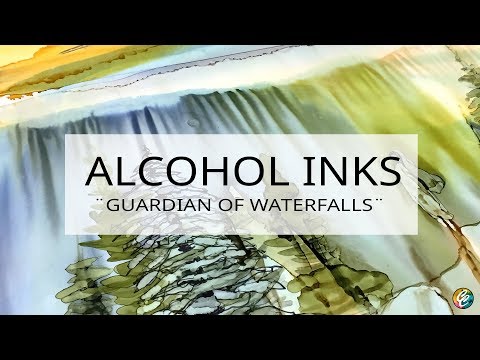 painting a landscape with alcohol inks on yupo paper