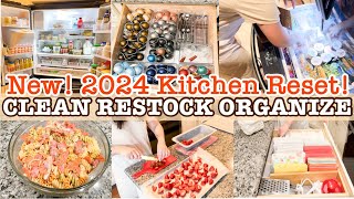 KITCHEN RESET ROUTINE 2024 | FRIDGE RESTOCK CLEAN & ORGANIZE WITH ME | SELLE DESHIRO HOUSE CLEANING