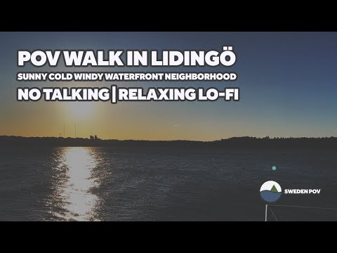 POV Walk in Lidingö Sweden Sunny Windy Waterfront Modern Neighborhood | No Talking | Relaxing Lo-Fi