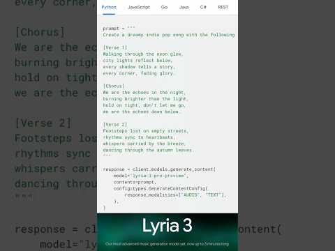 Lyria 3 Music Generation Models in the Gemini API #ai #gemini #lyria3 #lyria #llm #python thumbnail