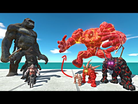 Lava Golem Door Challenge|King Kong Evolution vs Lava Golem Evolution-Animal Revolt Battle Simulator