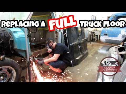 HOW TO REPLACE A FULL FLOOR IN A VINTAGE CHEVY TRUCK! 1 PIECE AFTERMARKET FLOOR IN RAT ROD C10!