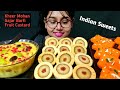 Eating Indian Sweets Eating Kheer Mohan Fruit Custard Gajar Barfi Big Bites