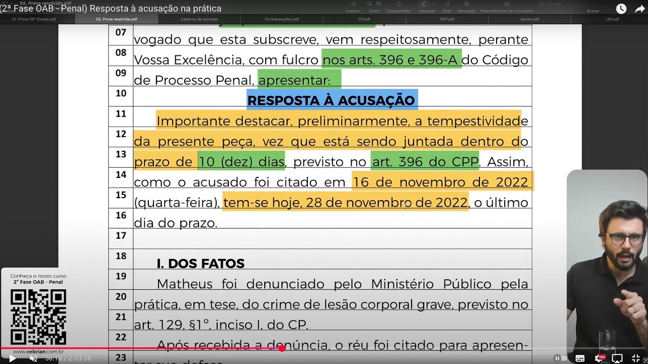 (2ª Fase OAB - Penal) Resposta à acusação na prática