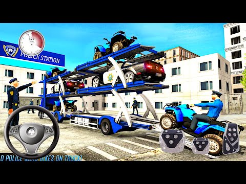 US Police ATV Quad Bike Plane Transport Game - US Police Limo Car Transform Robot Transport Game