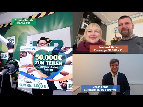 Scheckübergabe an Thonberger SC 1931 e.V. | Aktion "50.000 Euro zum teilen" mit Radio PSR