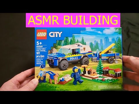 ASMR build of the LEGO City Mobile Police Dog Training for relaxation. Set #60369.