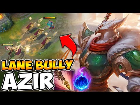 HOW TO BULLY THE ENEMY OUT OF LANE WITH AZIR MID (ABUSE RANGE ADVANTAGE)