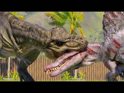TYRANNOSAURUS REX vs CARNIVORE DINOSAURS ULTIMATE BATTLE ROYALE - Jurassic World Evolution2