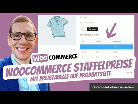 WordPress WooCommerce Staffelpreise mit Preistabelle auf Produktseite Produktmenge 📋