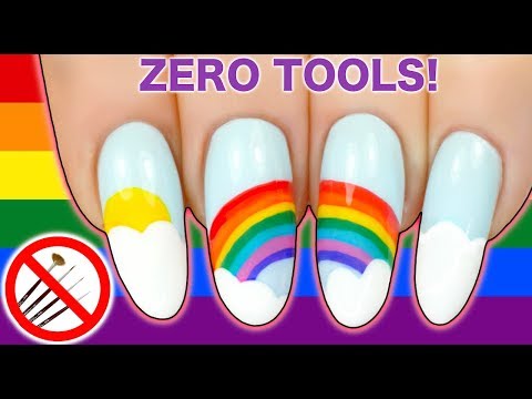 NO TOOLS RAINBOW & CLOUD NAIL ART - Pride❤️?????